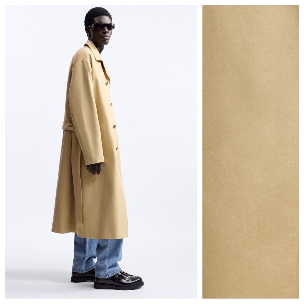 NWT. Zara Men Limited Edition Light Tan Oversized Trench Coat. Size M. - Picture 3 of 12